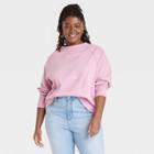 Women's Plus Size Embroidered Fleece Sweatshirt - Universal Thread Pink