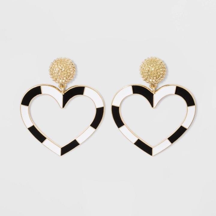 Sugarfix By Baublebar Mod Heart Drop Earrings - Black/white, Girl's