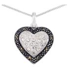 Target Marcasite And Crystal Center Heart Pendant-sterling Silver, Girl's,