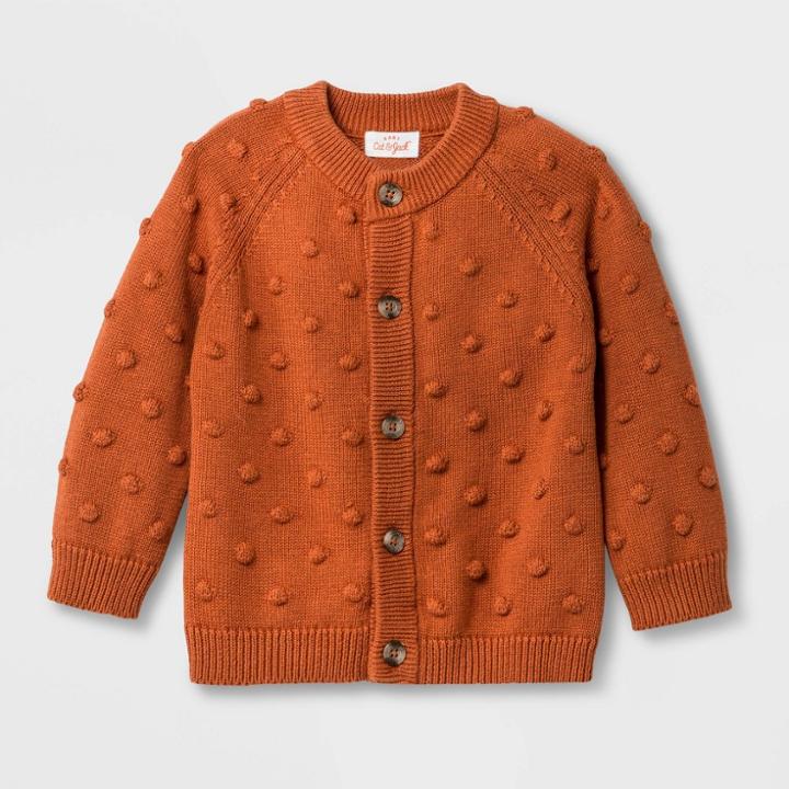 Baby Boys' Raglan Bobbles Cardigan Sweater - Cat & Jack Orange