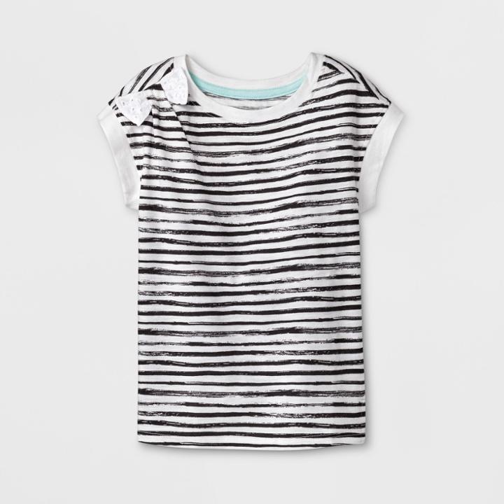 Toddler Girls' Short Sleeve T-shirt - Cat & Jack Black/white