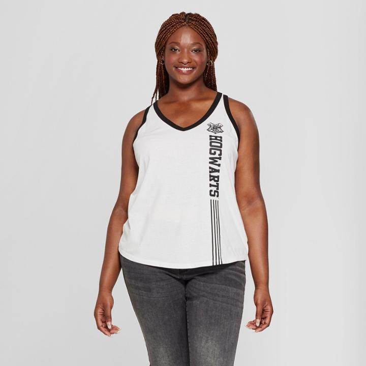 Women's Harry Potter Plus Size Hogwarts Racerback Graphic Tank Top (juniors') White