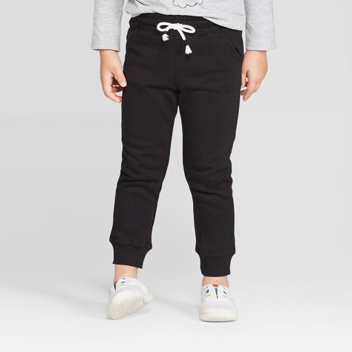 Toddler Girls' Fleece Joggers - Cat & Jack Black 2t, Toddler Girl's