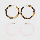 Sugarfix By Baublebar Geometric Hoop Earring Gift Set - Blush/tortoise, Women's, Pink Brown