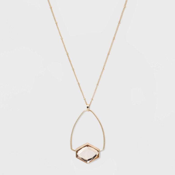 Wire Frame Hexagon Pendant Necklace - A New Day Light Pink, Women's,
