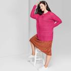 Women's Plus Size Long Sleeve Crewneck Tunic Sweater - Wild Fable Bright Magenta 3x, Size: