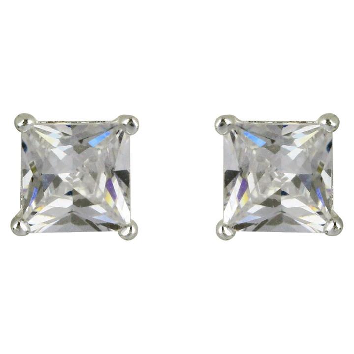 Distributed By Target Sterling Silver Square Button Stud Earring -