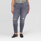 Women's Plus Size Mid-rise Distressed Skinny Jeans - Universal Thread Gray