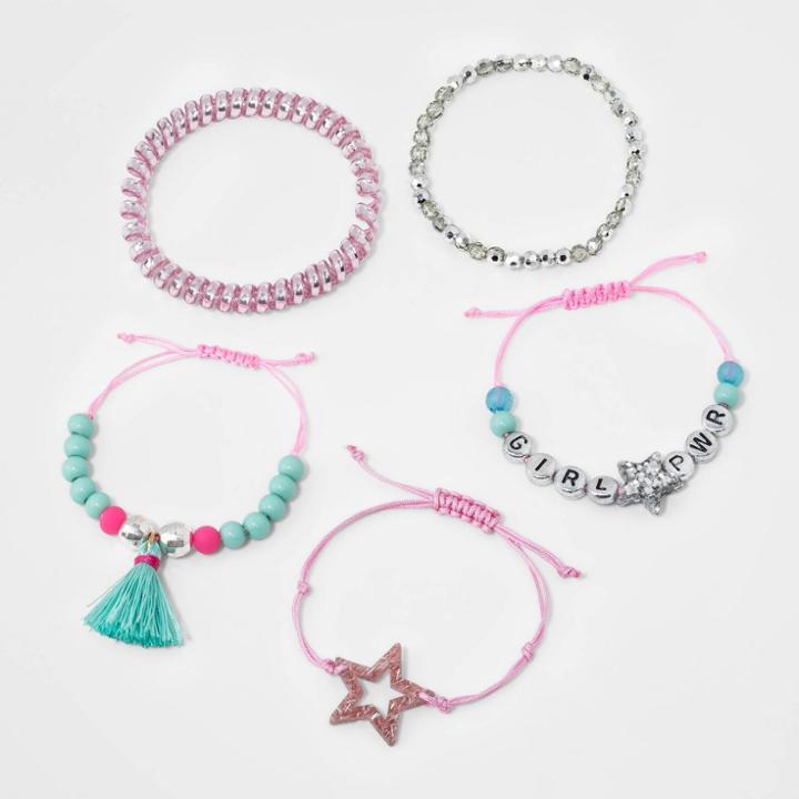 Girls' 5pk Girl Power Mixed Bracelet Set - Cat & Jack,
