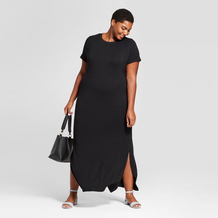 Women's Plus Size T-shirt Maxi Dress - Ava & Viv Black X