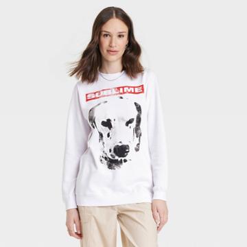 Merch Traffic Women's Sublime Oversized Dalmation Graphic Sweatshirt - White
