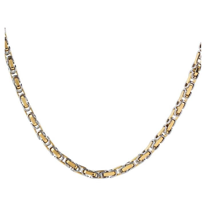 Men's West Coast Jewelry Goldplated And Silverplated Byzantine Chain Necklace, Size: Small, Gold