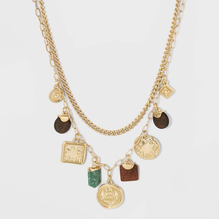 Target Brass Red Jasper Jade Solid Wood Charm Necklace - Universal Thread