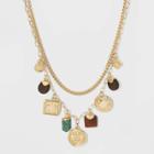 Target Brass Red Jasper Jade Solid Wood Charm Necklace - Universal Thread