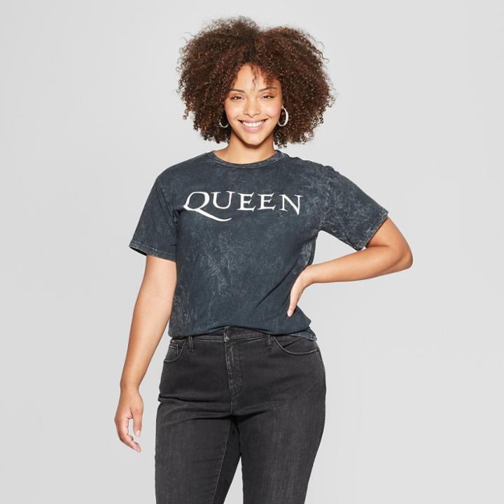 Bravado Plus Size Women's Plus Queen Logo T-shirt - (juniors') Black