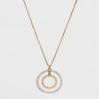 Double Open Disc With Hammering Effect And Wire Wrapping Pendant Necklace - Universal Thread,