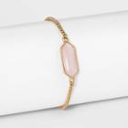 Recycled Metal With Semi-precious Rose Quartz Stones Bolo Chain Bracelet - Universal Thread Rose, Women's, Pink