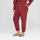 Women's Plus Size Pull On Track Ankle Pants - Who What Wear Burgundy (red)