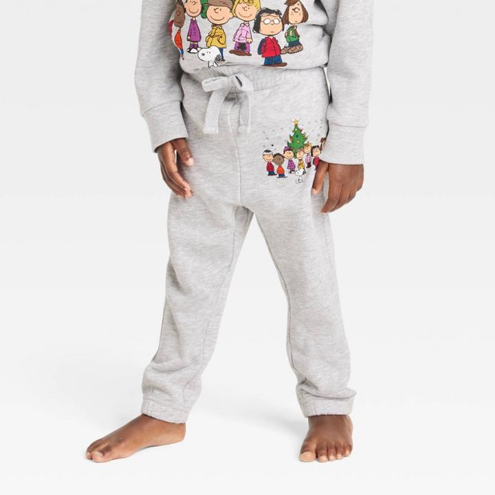 Toddler Peanuts Printed Jogger Pants - Heather Gray