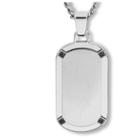 Men's Crucible Stainless Steel Brushed Finished Center With Cubic Zirconia Dog Tag Pendant,