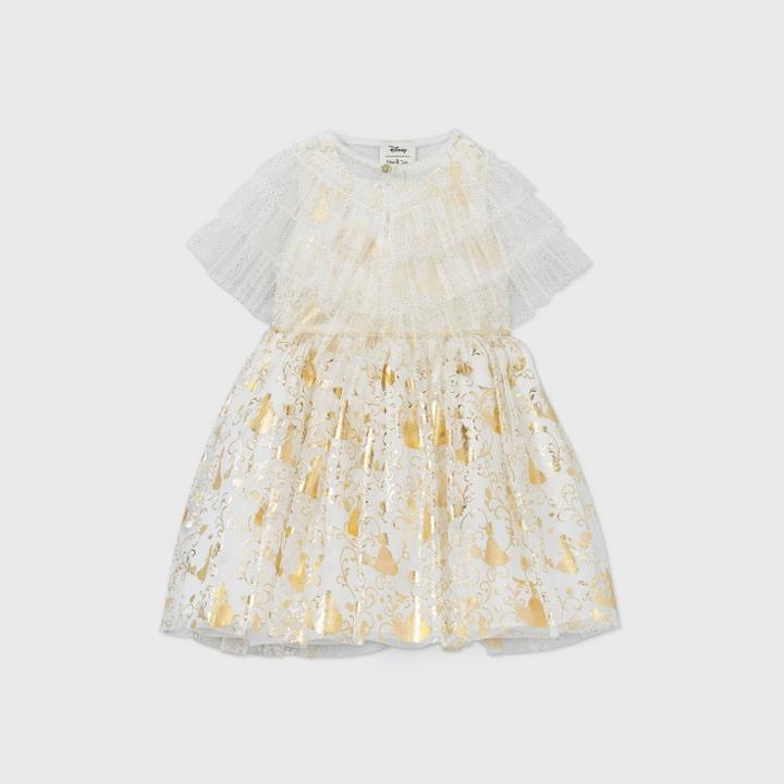 Disney X Pippa & Julie Toddler Girls' Disney Princess Sleeveless Dress With Shrug - Cream