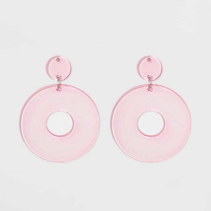 Translucent Small And Big Circles With Cut Out Drop Earrings - Wild Fable Pink