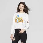 Women's Simpsons Long Sleeve Cropped T-shirt (juniors') - White
