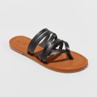 Women's Maritza Multi Strap Toe Wide Width Slide Sandal - Universal Thread Black 6.5w,