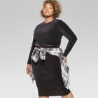 Women's Plus Size Long Sleeve Knit Corduroy Blouse - Wild Fable Black