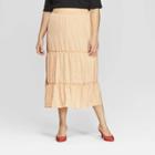 Women's Plus Size Floral Print Tiered Midi Skirt - Who What Wear Yellow