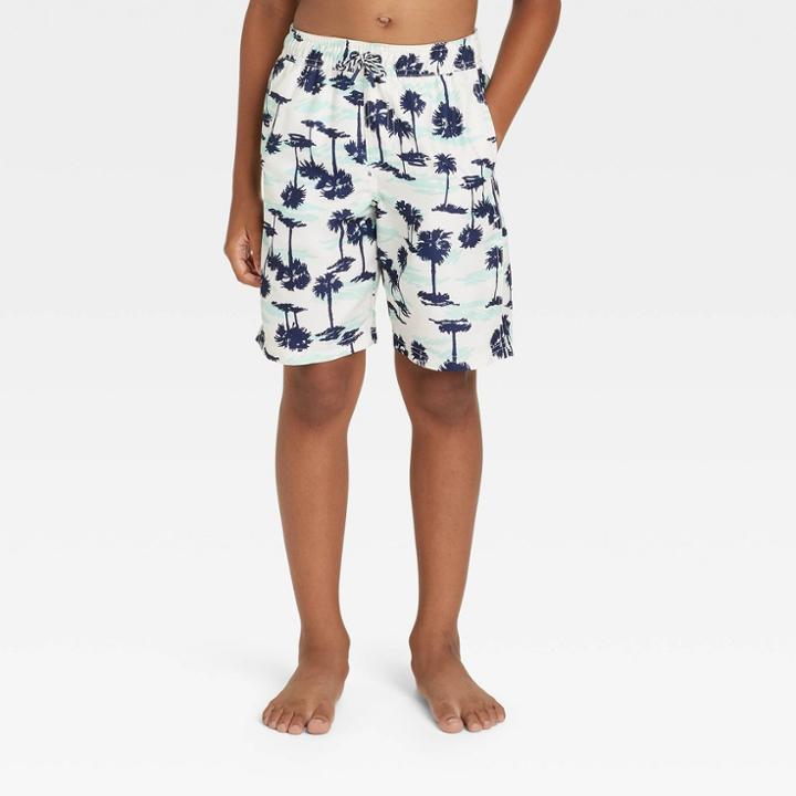 Boys' Palm Tree Swim Trunks - Cat & Jack White