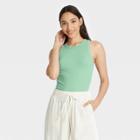 Women's Slim Fit Rib Tank Top - A New Day Light Green