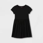 Girls' Solid Knit Short Sleeve Dress - Cat & Jack Black