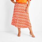 Women's Plus Size Pleated A-line Skirt - Future Collective With Kahlana Barfield Brown Orange Geometric
