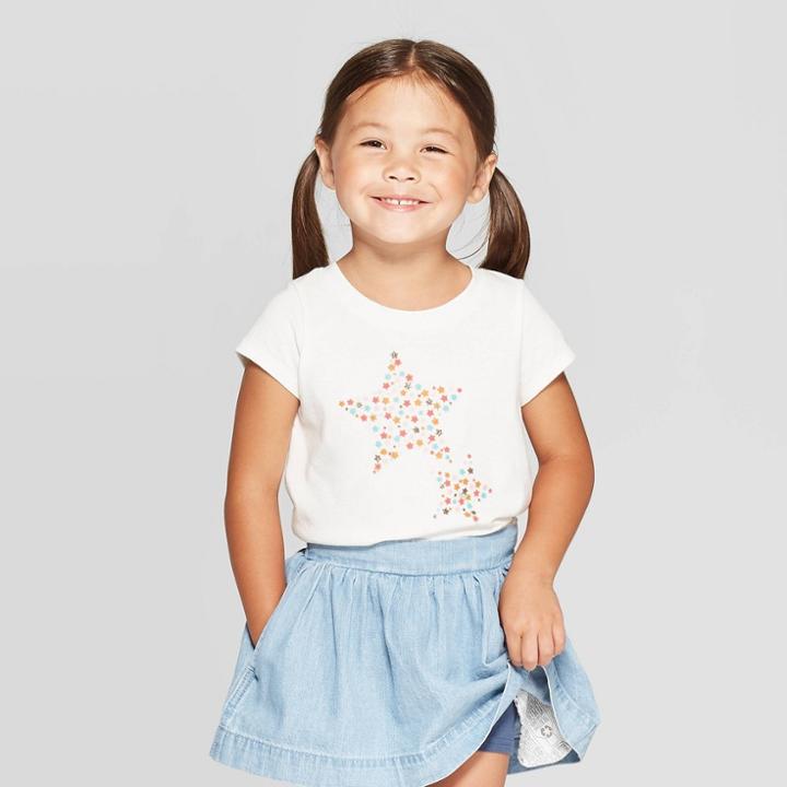 Toddler Girls' Short Sleeve Graphic T-shirt - Cat & Jack Cream