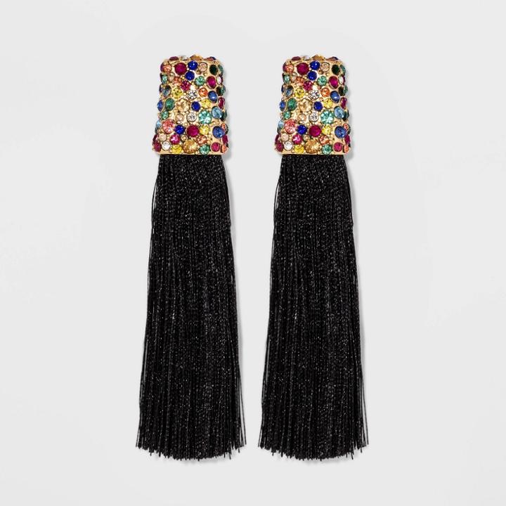 Sugarfix By Baublebar Colorful Crystal Tassel Earrings - Black