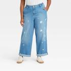 Women's Plus Size High-rise Relaxed Straight Jeans - Universal Thread Light Wash 14w,