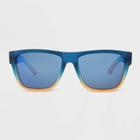 Men's Matte Plastic Square Sunglasses With Blue/green Polarized Lenses - All In Motion Teal/orange