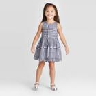 Toddler Girls' Gingham Scallop Hem Dress - Cat & Jack Navy 12m, Toddler Girl's, Blue