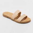 Women's Winnie Two Band Studded Slide Sandals - A New Day Taupe 5, Women's, Brown