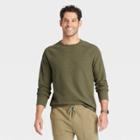 Men's Regular Fit Long Sleeve Crewneck T-shirt - Goodfellow & Co Olive Green