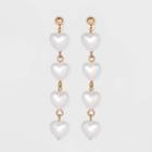Linear Pearl Heart Drop Earrings - Wild Fable Gold, Women's