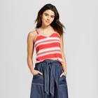 Women's Striped Cross Back Tank Top - Universal Thread Red/white