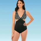 Women's Slimming Control Cut Out One Piece Swimsuit - Beach Betty By Miracle Brands Black Floral S, Women's,