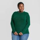 Women's Plus Size Crewneck Pullover Sweater - Ava & Viv Green X