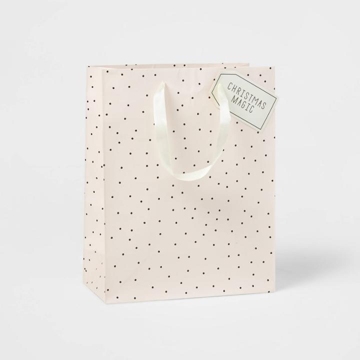 Black Dots Gift Bag Cream - Wondershop