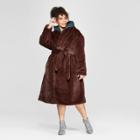 Women's Plus Size Faux Mink Robe Coat - Who What Wear Brown