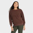 Women's Sherpa Pullover Sweatshirt - A New Day Dark Brown