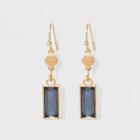 Coin And Rectangular Hanging Stone Earrings - A New Day Blue/gold