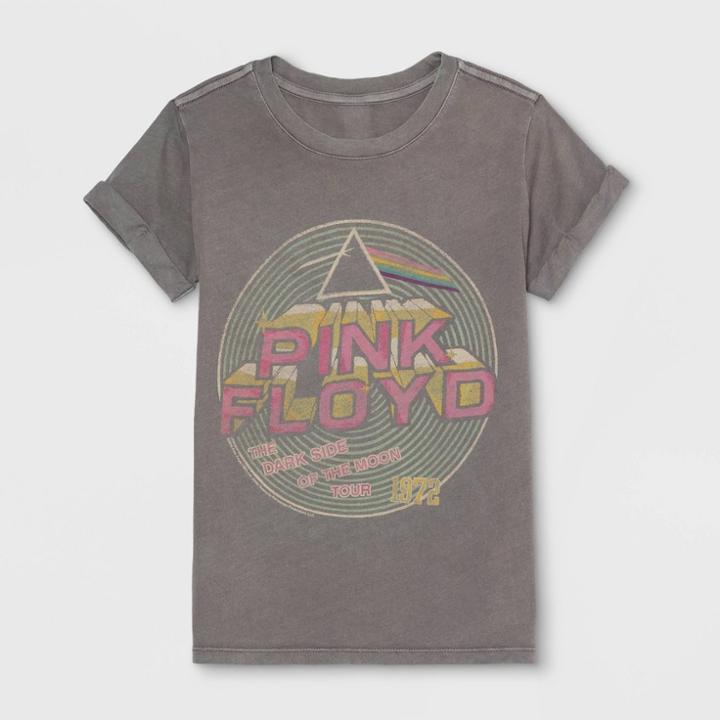 Junk Food Girls' Pink Floyd Spiral Short Sleeve T-shirt - Gray